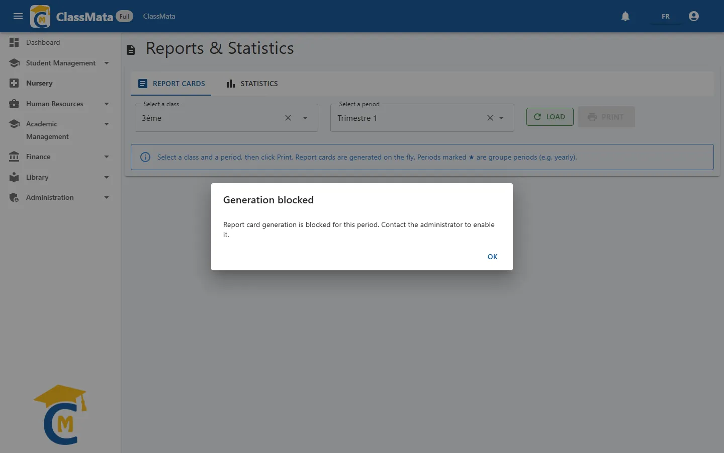 Report card generation blocked
