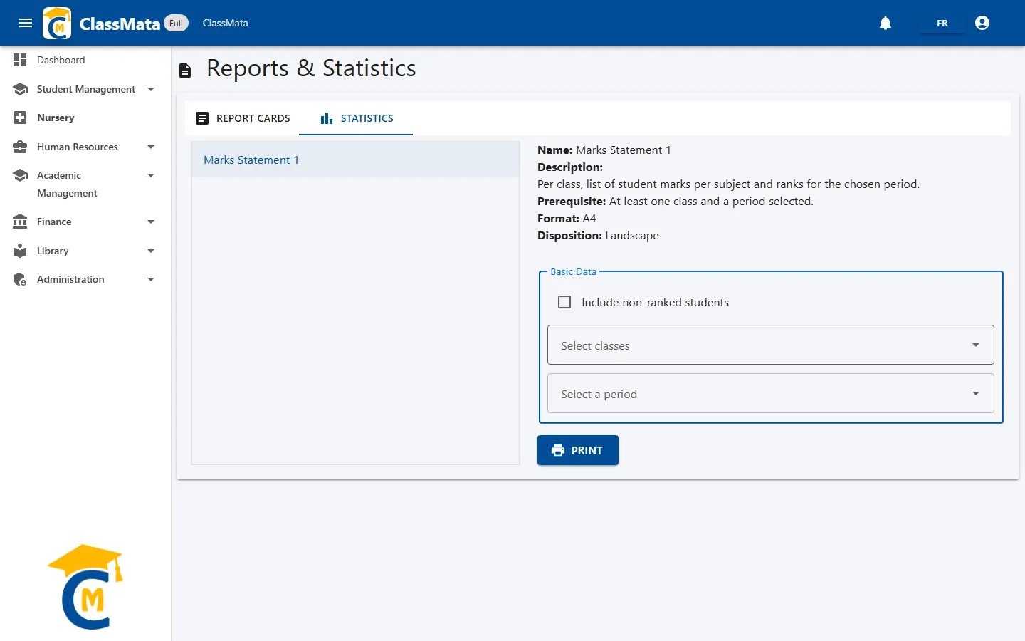 Statistics tab