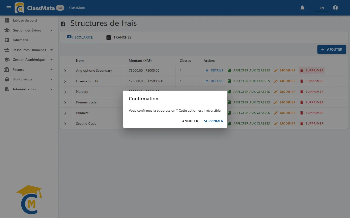 Confirmation de suppression