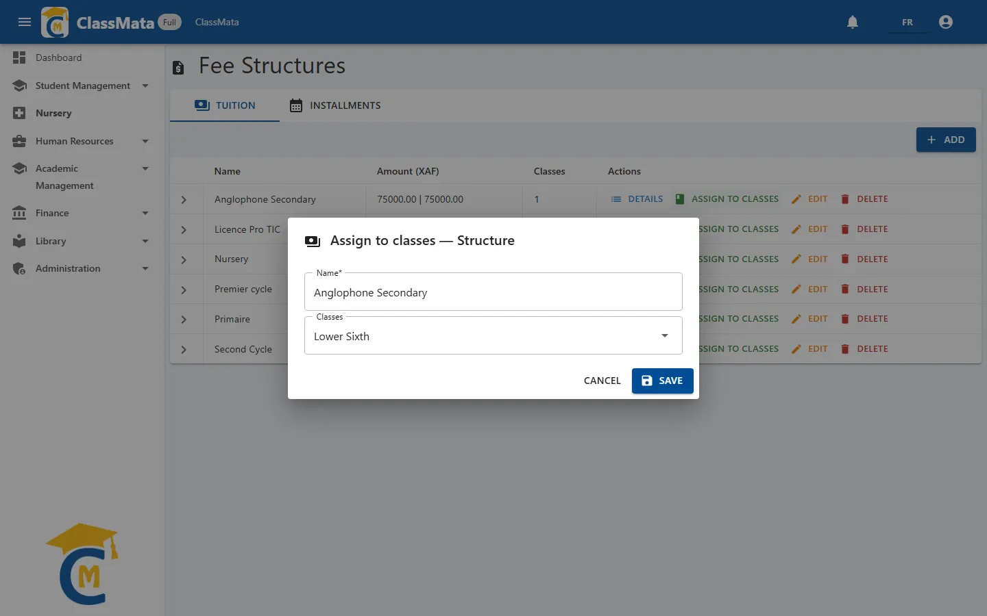 Assigning a structure to classes