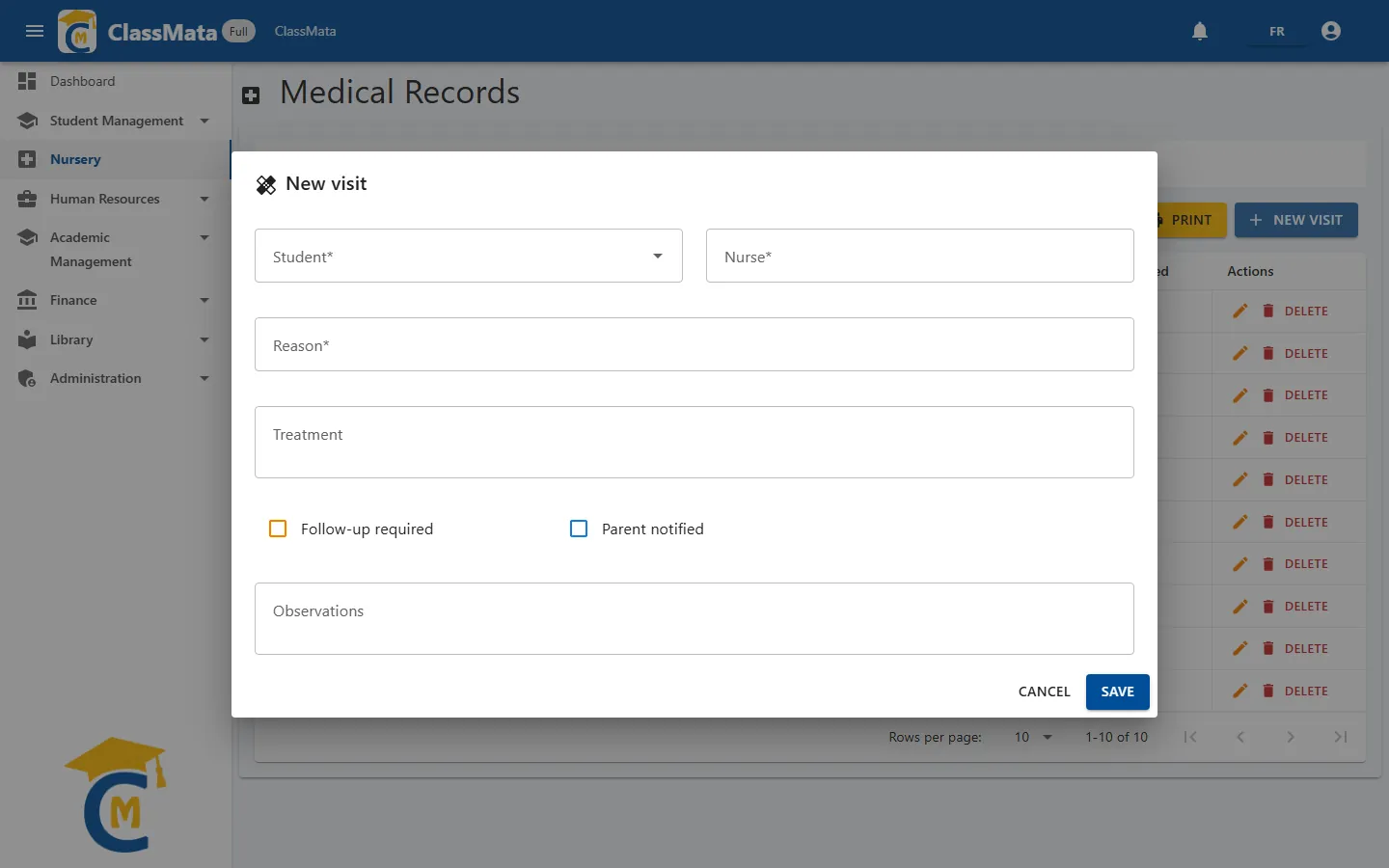 New visit form