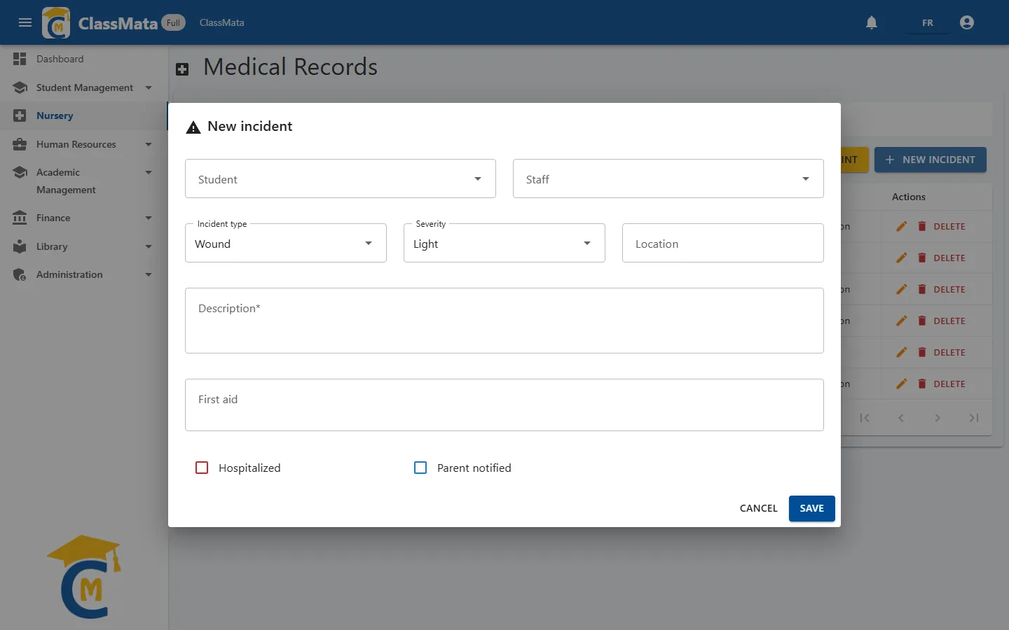New incident form