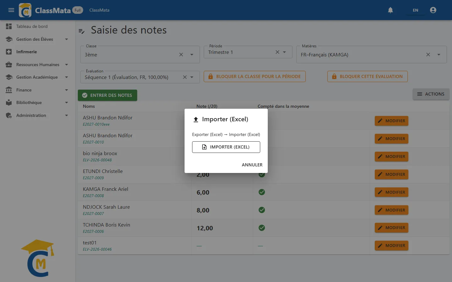 Importer un fichier Excel