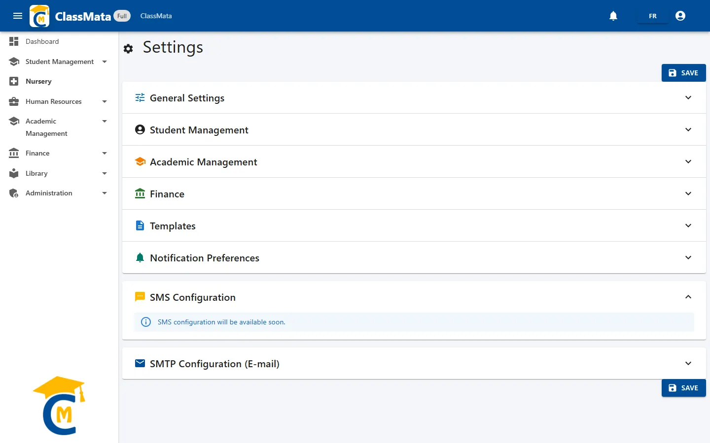 SMS configuration