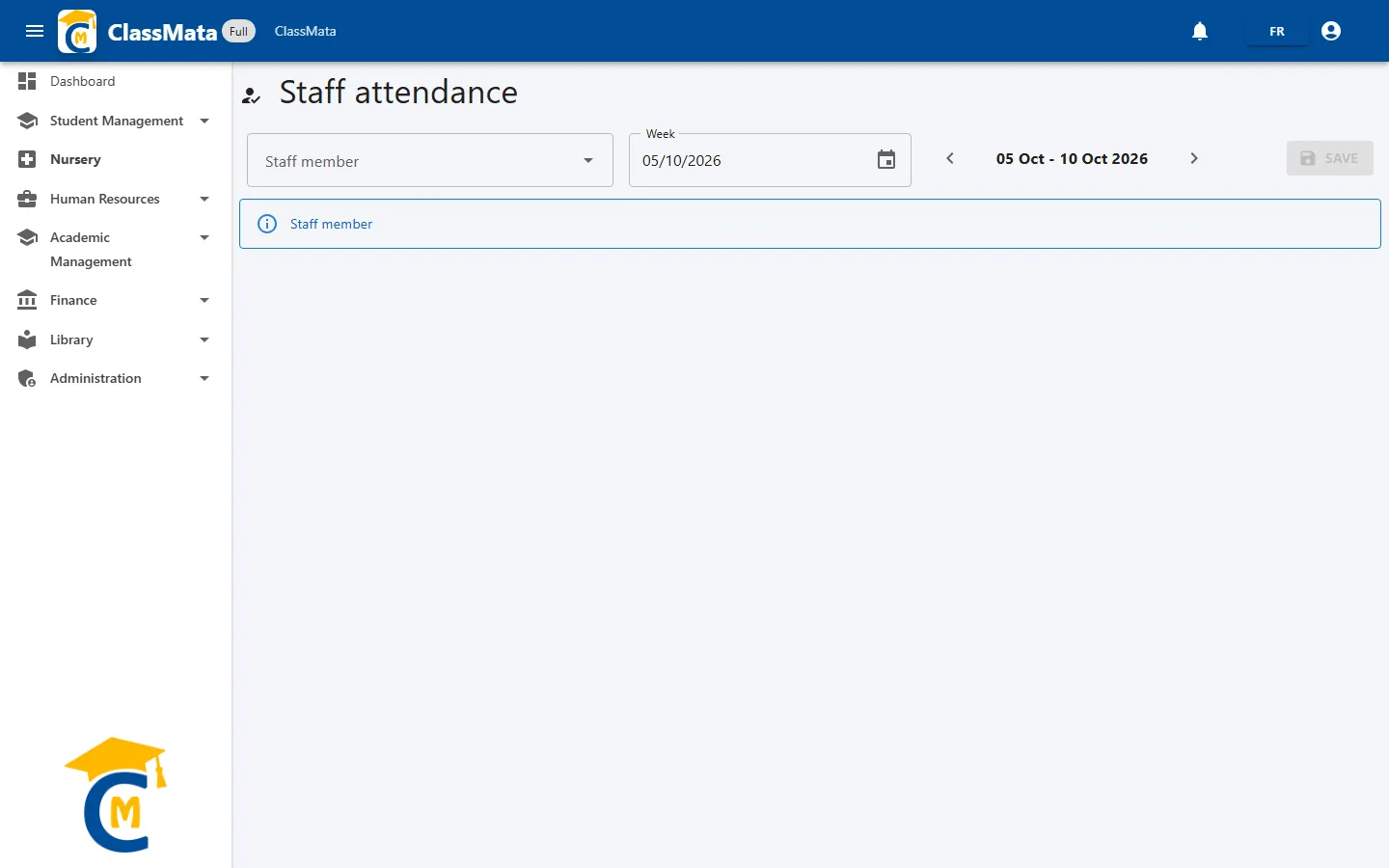 Staff attendance page on opening