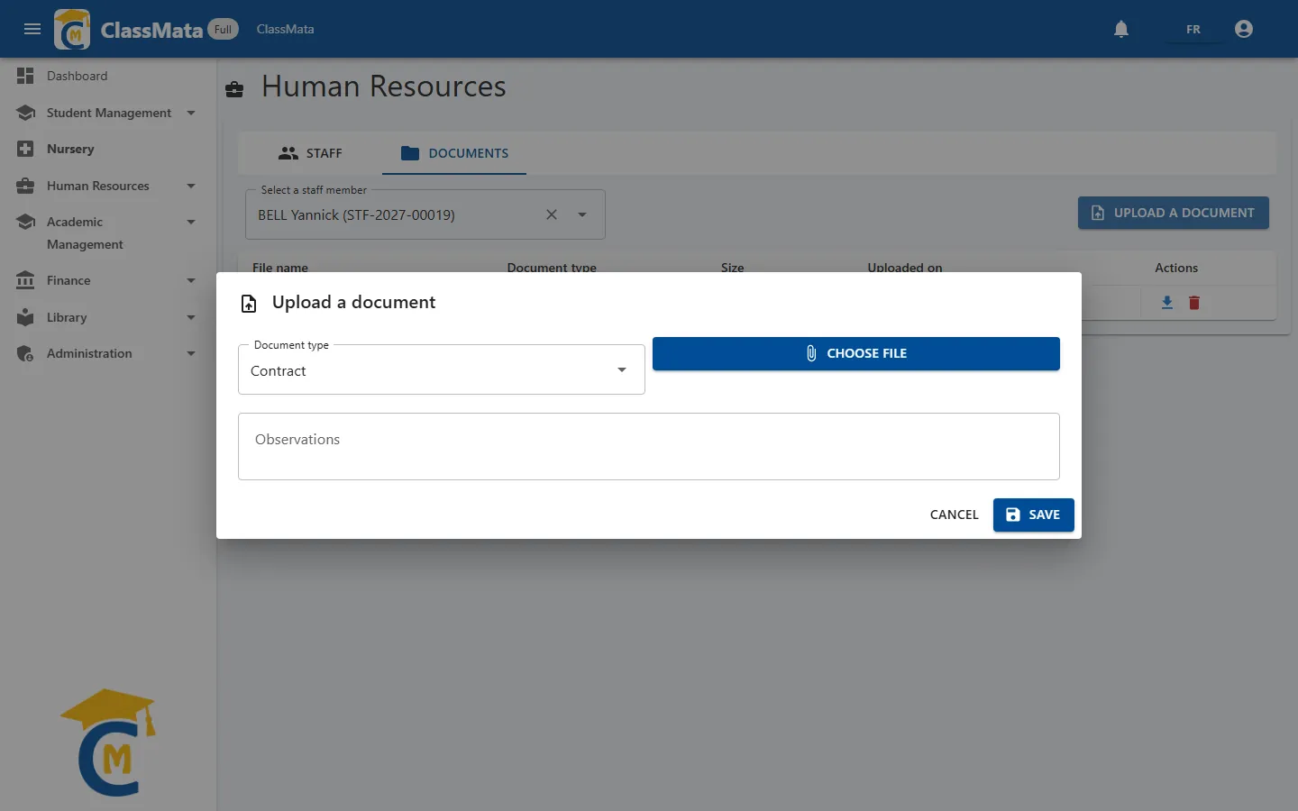 Uploading a document
