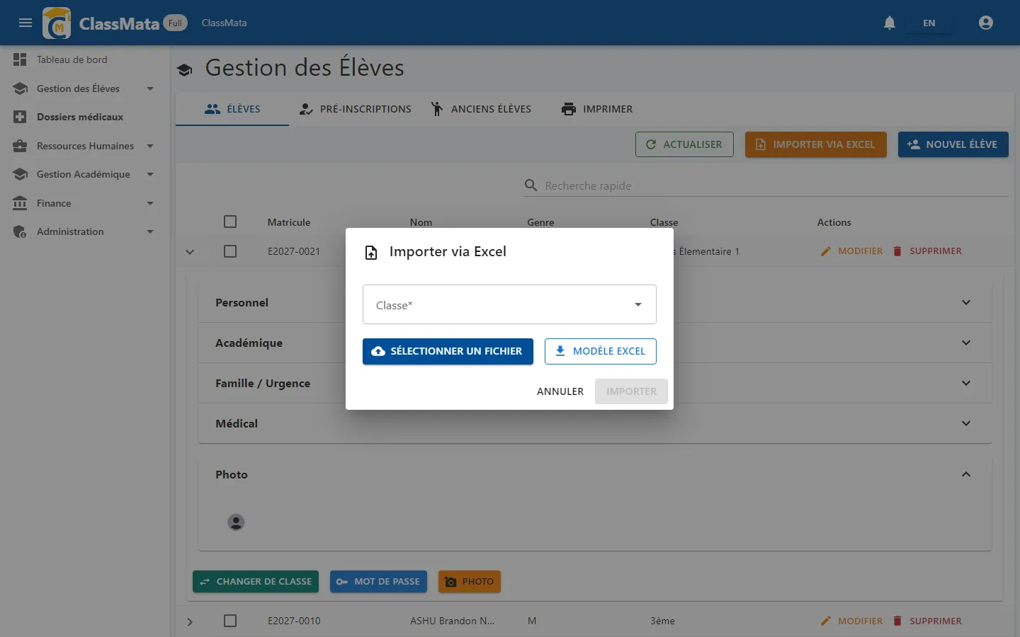 Import via Excel