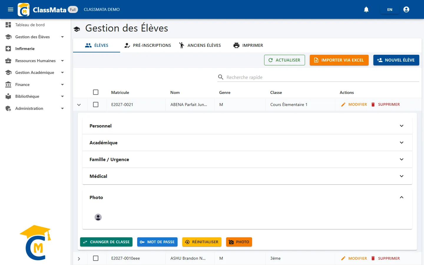 Mot de passe temporaire généré