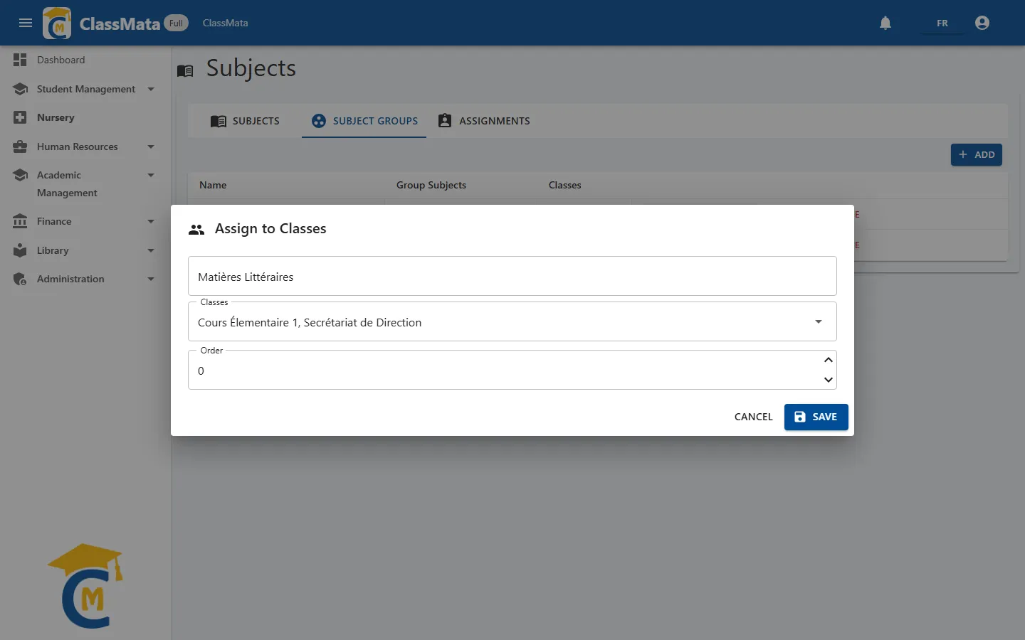 Assign a group to classes