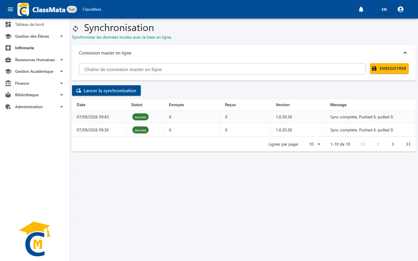 Volet Connexion master en ligne
