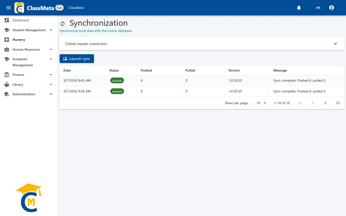 Synchronization page