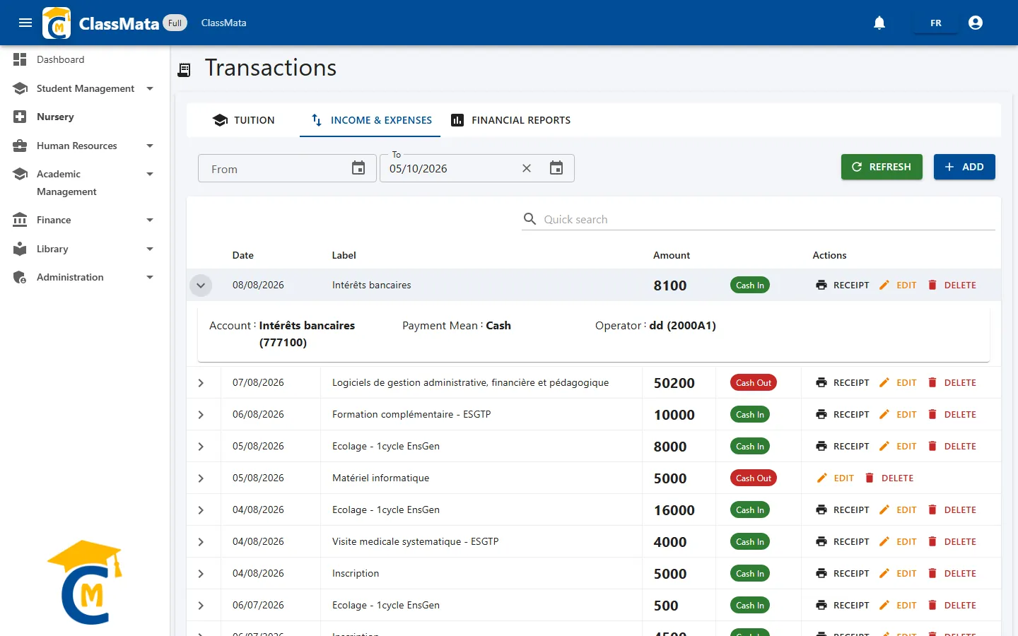 Transaction detail